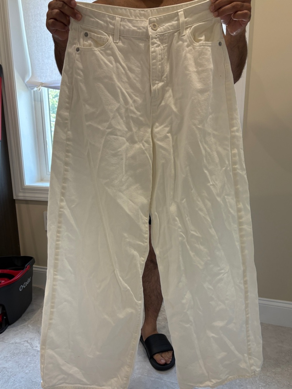 Emporio Armani White Wide-Leg Chinos